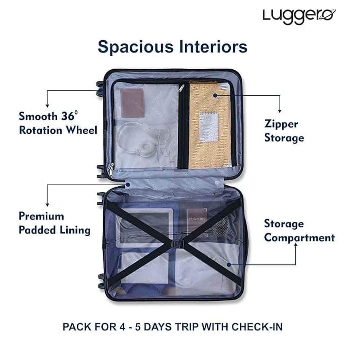 Luggero Candy - Off - White - L Trolley Bag