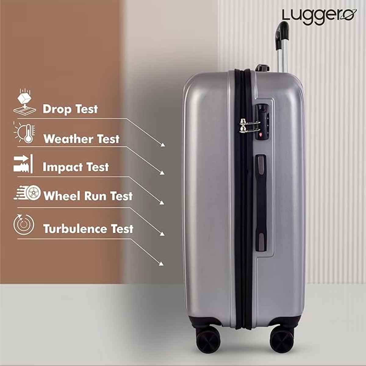 Luggero Classic Trolley Bag | Silver - L,M,S Pack of 3