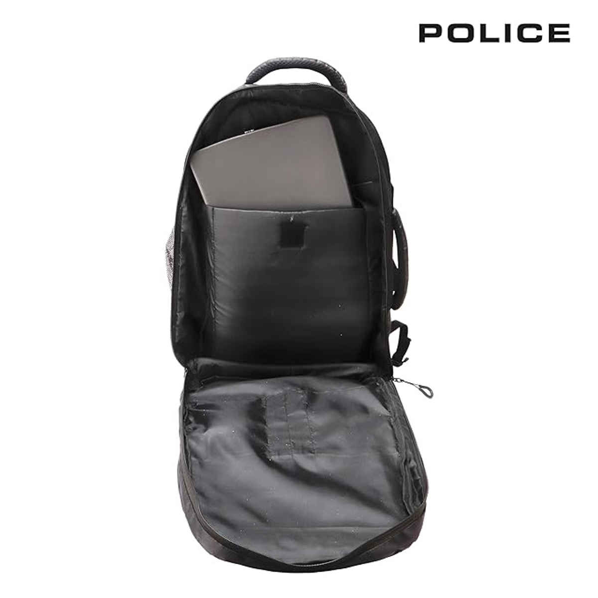 Police Unisex Textured Vegan Leather 20 L Laptop Backpack | Black - 14 Inches