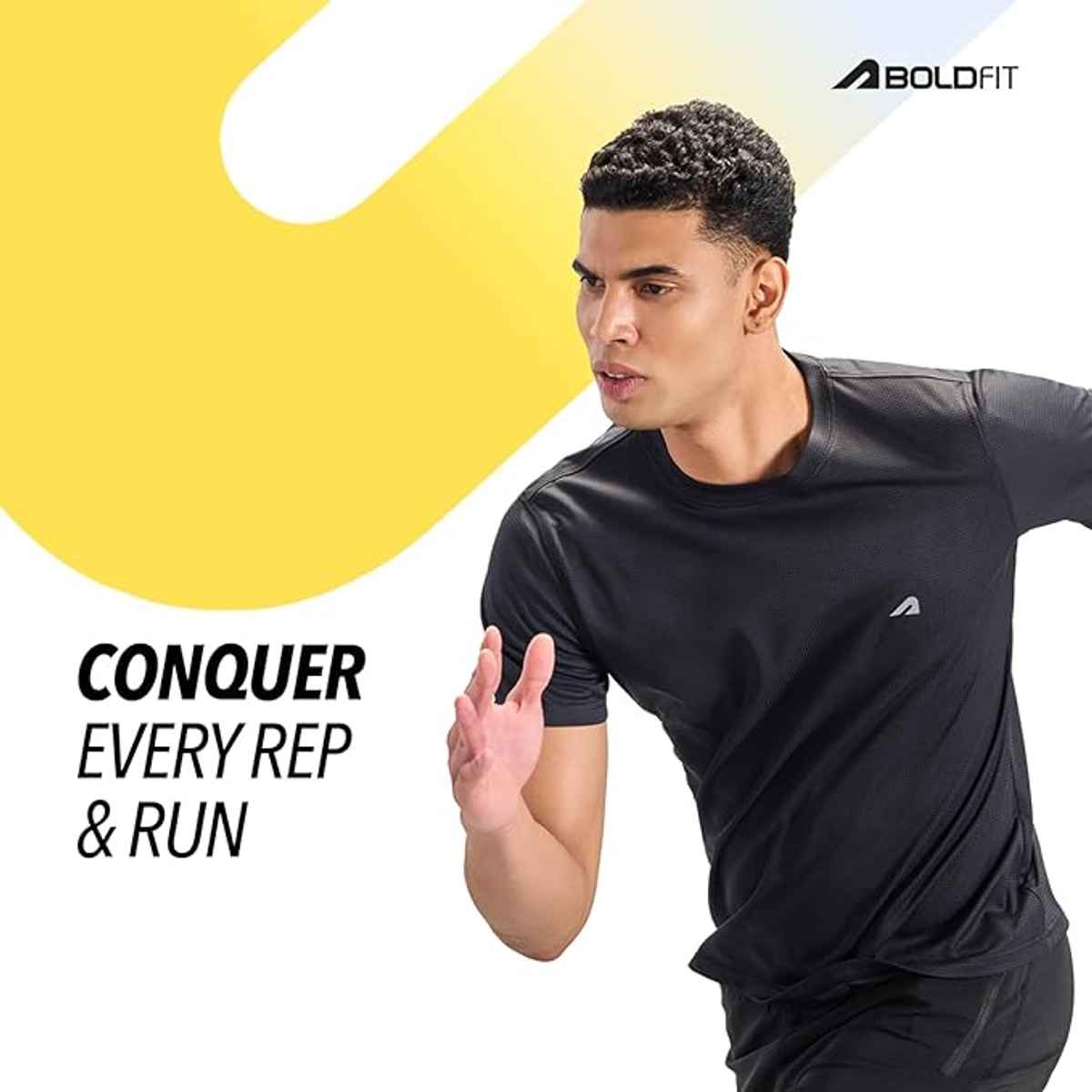 Boldfit Men's Sports T-shirt Quick Dry Fit Regular Gym Casual Wear Running | Black - S