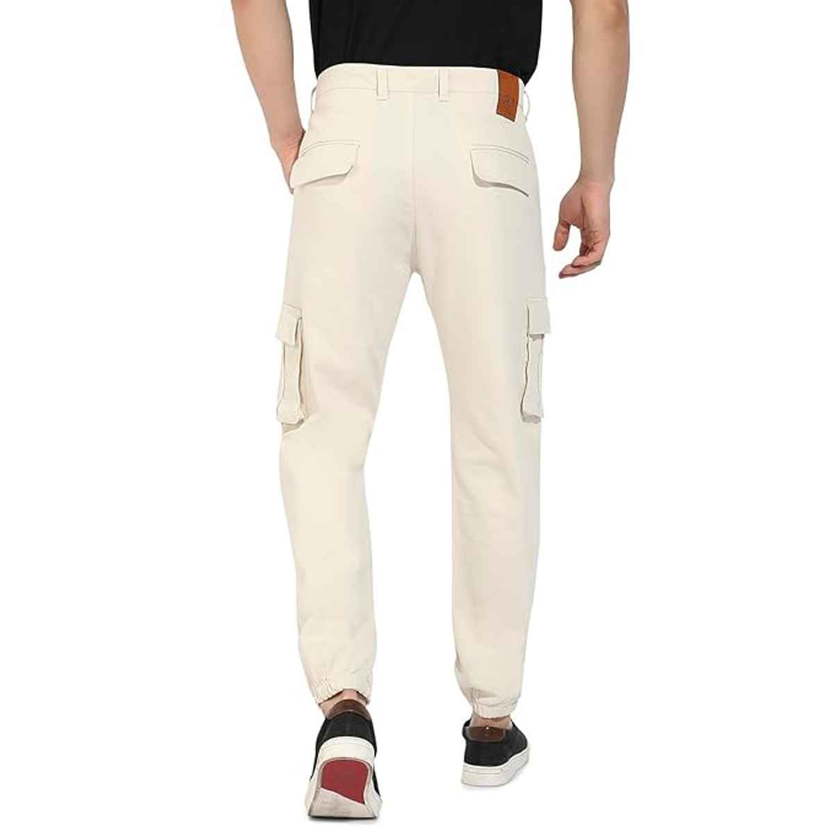 Campus Sutra Men's Cuffed Hem Cargo Trousers | Yellow - 32