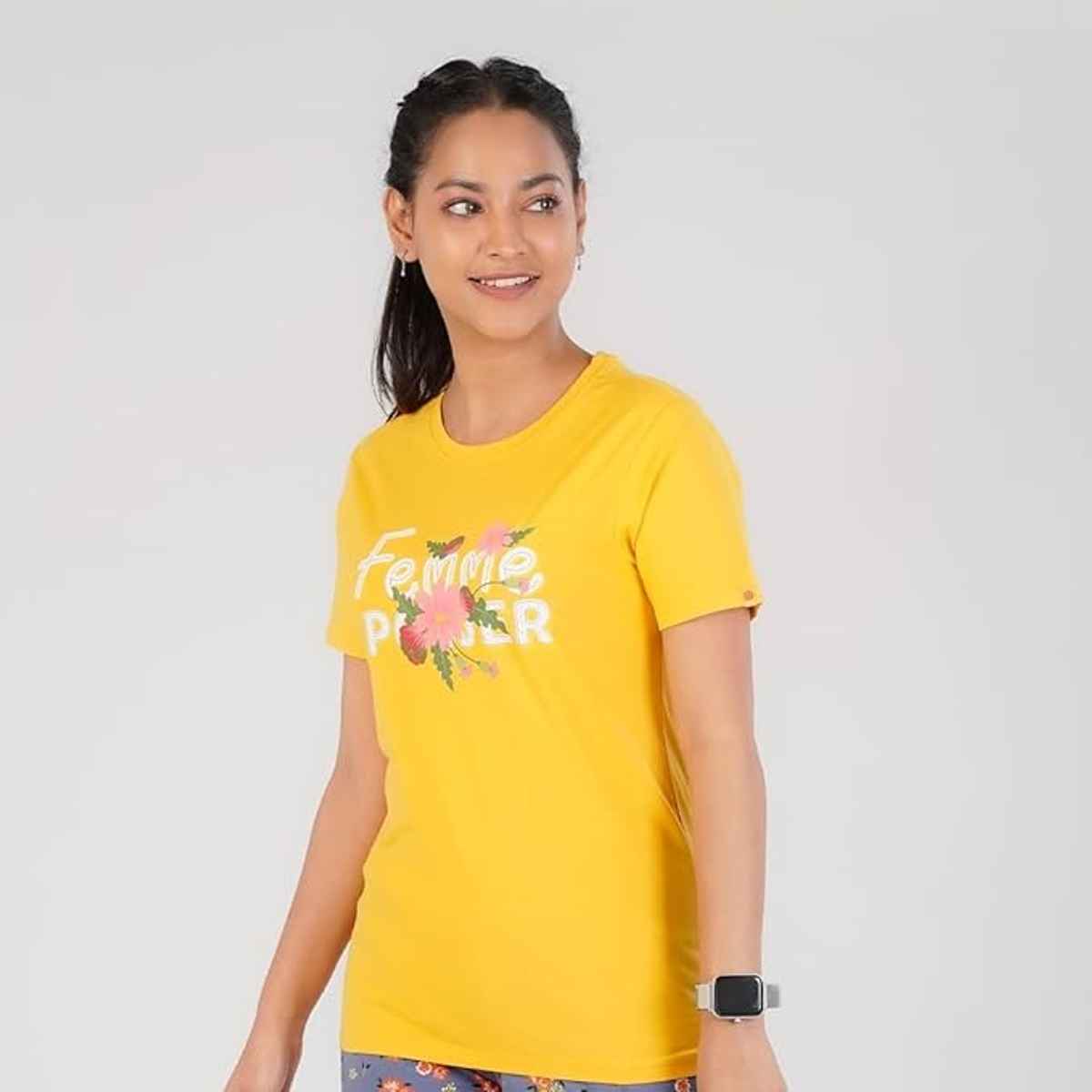 Rupa Colors Playsure T-shirt - Mustard | Printed | L