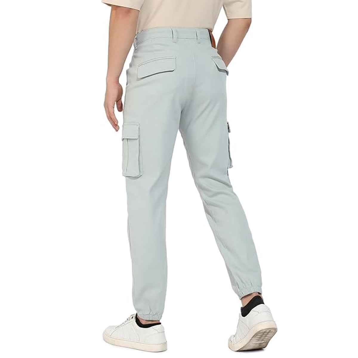 Campus Sutra Men's Cuffed Hem Cargo Trousers | Green - 34