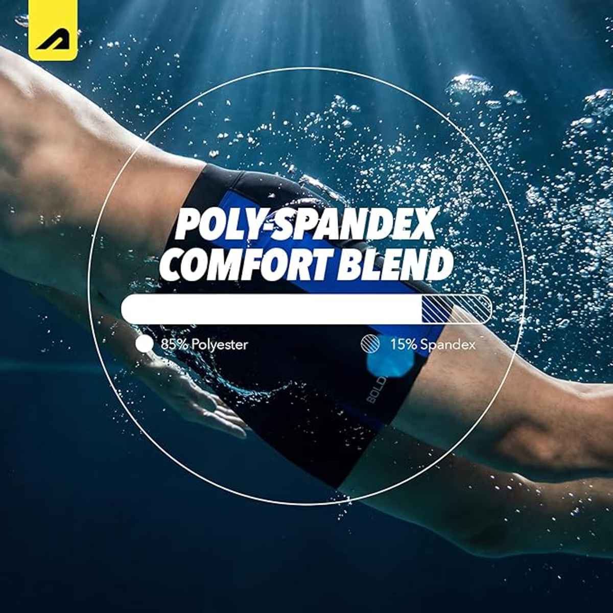 Boldfit Men's Swimming Shorts Adjustable Breathable Quick Drying | Black - M