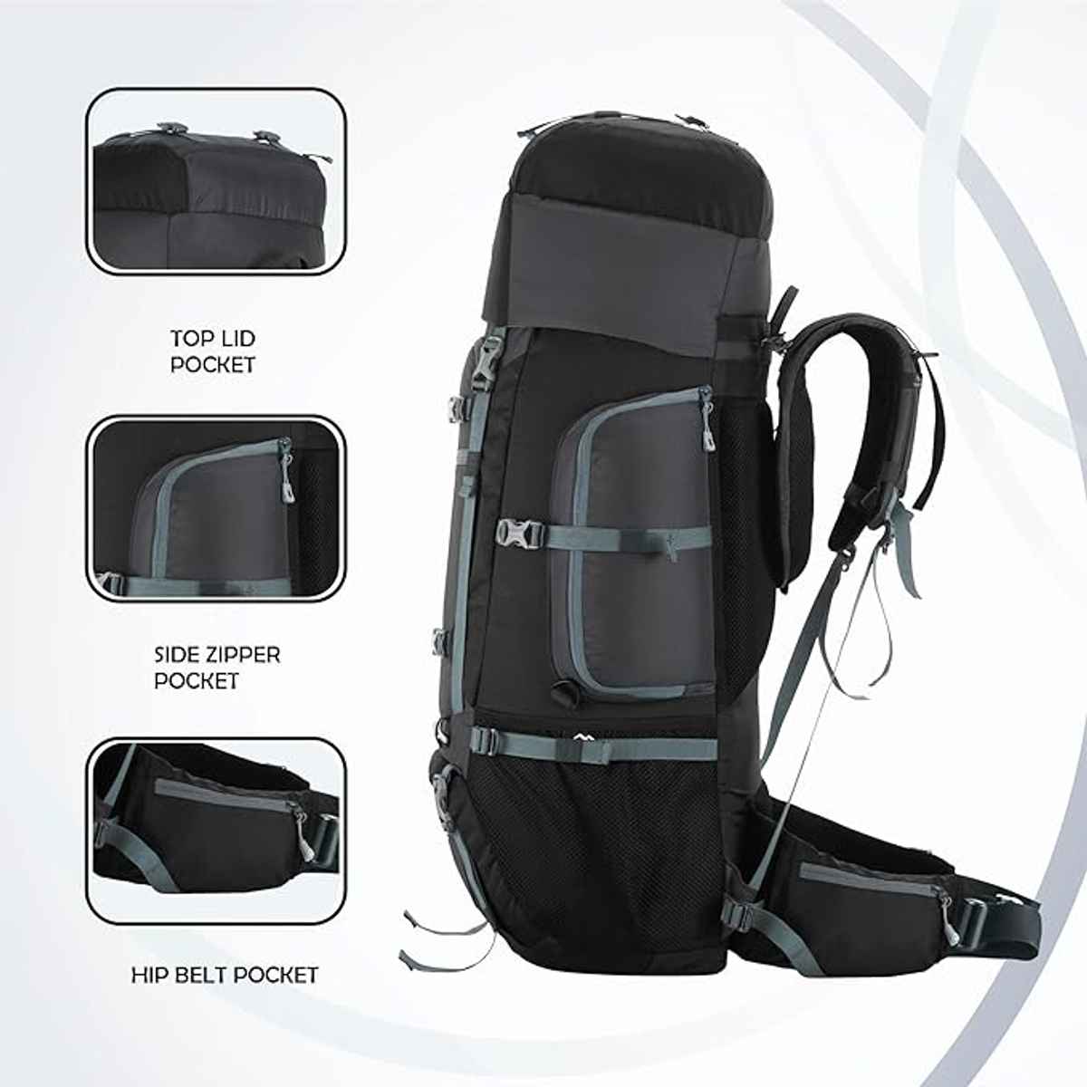 Trawoc Unisex Solid Polyester 80 L Ergonomic Handle Rucksack | Grey