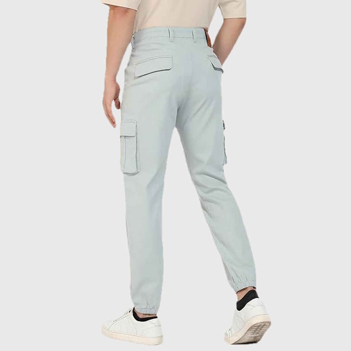 Campus Sutra Men's Cuffed Hem Cargo Trousers | Green - 36