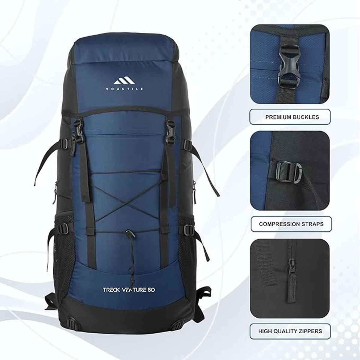 Mountile Unisex Solid Polyester 50 L Rucksack | Navyblue
