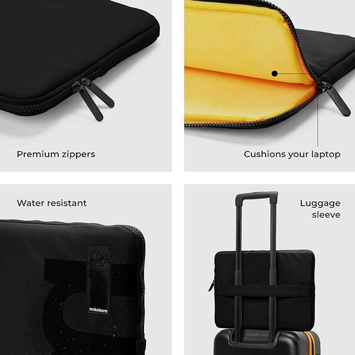 Mokobara Unisex Solid Vegan Leather 15.6 L Laptop Sleeve | Sunray - 15.6 Inches