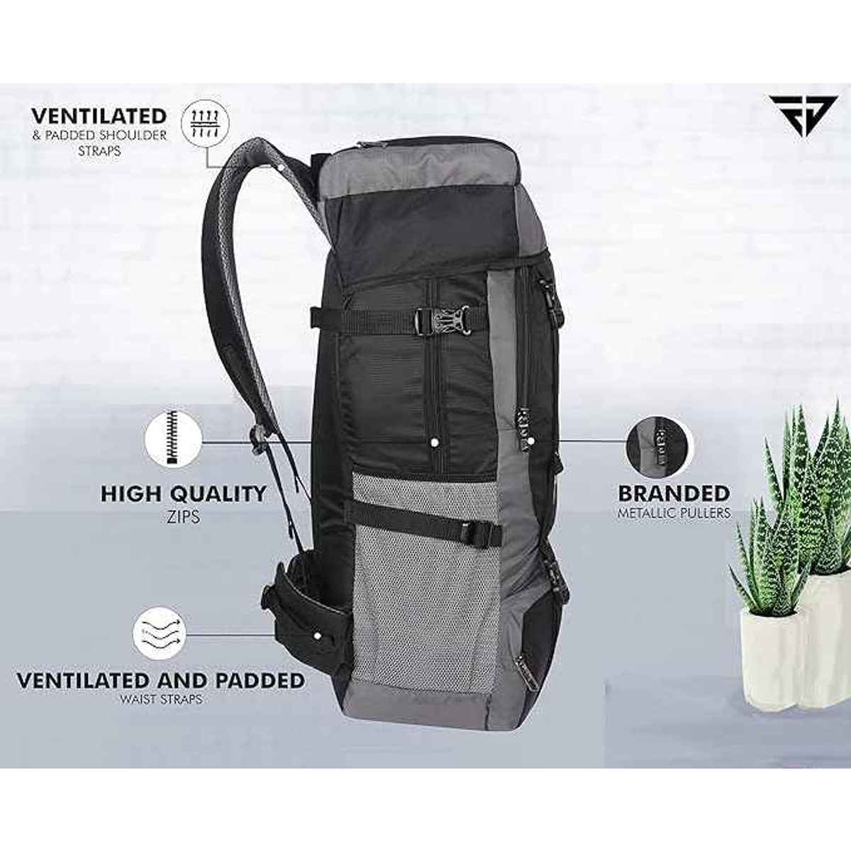 Fur Jaden 53 LTR Rucksack Travel Backpack Bag for Trekking, Hiking with Shoe Compartment