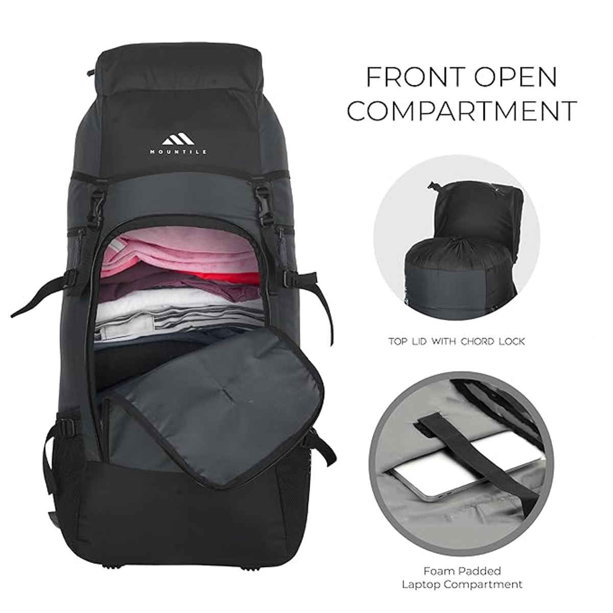 Mountile Unisex Polyester 60 L Shoulder Handle Rucksack | Grey