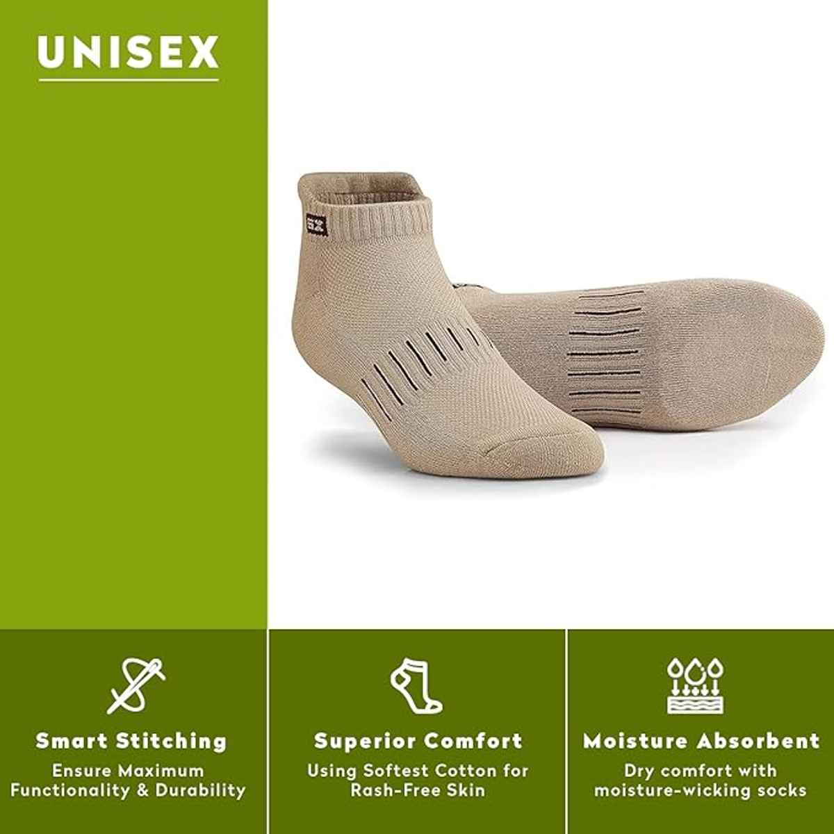 Supersox Unisex Solid Bamboo Fiber Ankle Socks | Beige - Free Size