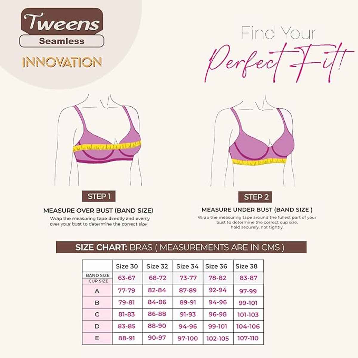 Tweens Seamless Bonded Lightly Padded Invisibra | Rose - 34D