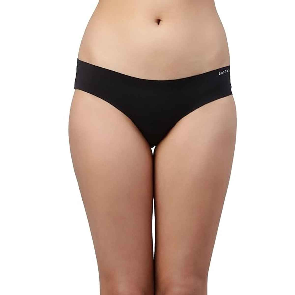 Enamor Women's PB40 100% Cotton Crotch Bikini Panty|Low Waist | Jet Black-L