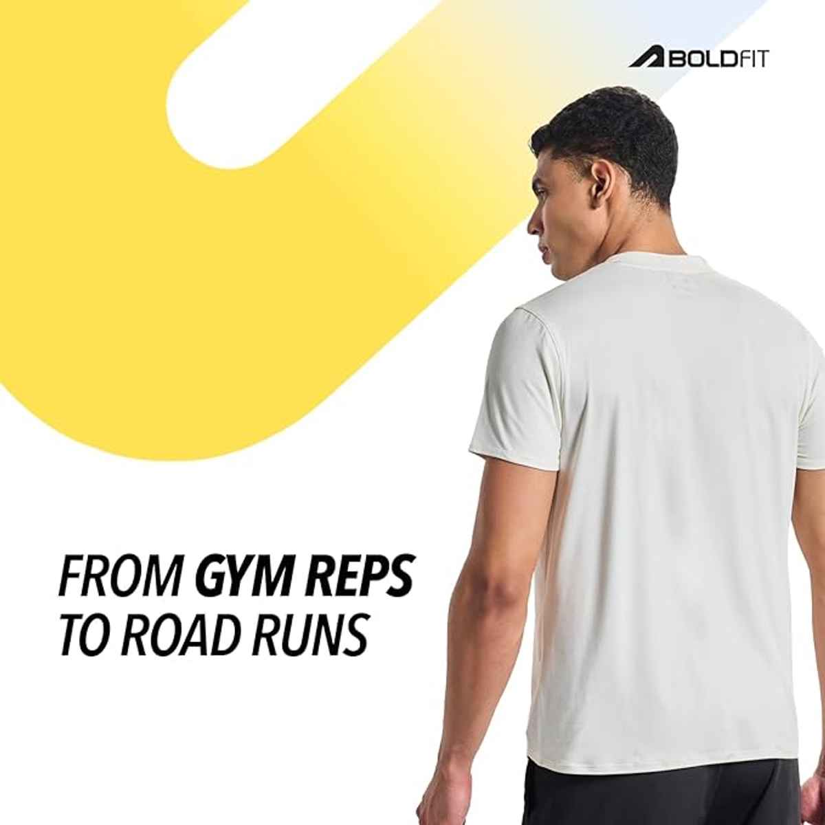 Boldfit Men's GYM T-shirt Round Neck Training Quick Dry Anti Odor | White - M