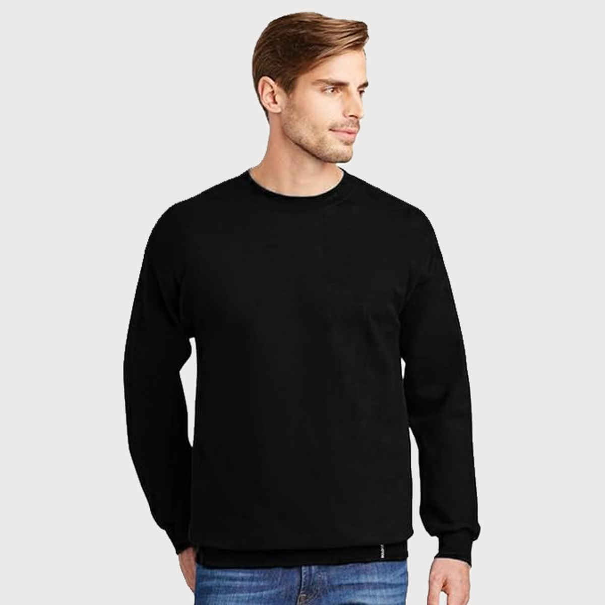 Boldfit Men's Sweatshirt Round Neck Branded Winter Pullover Stylish Jumper | Black - M