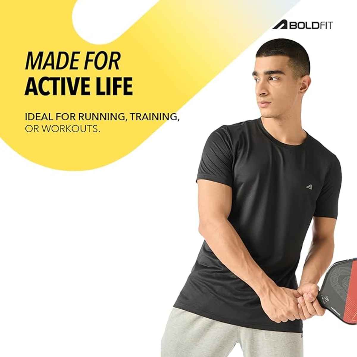 Boldfit Men's Sports T-shirt Quick Dry Fit Gym Casual Wear Running | Black - S