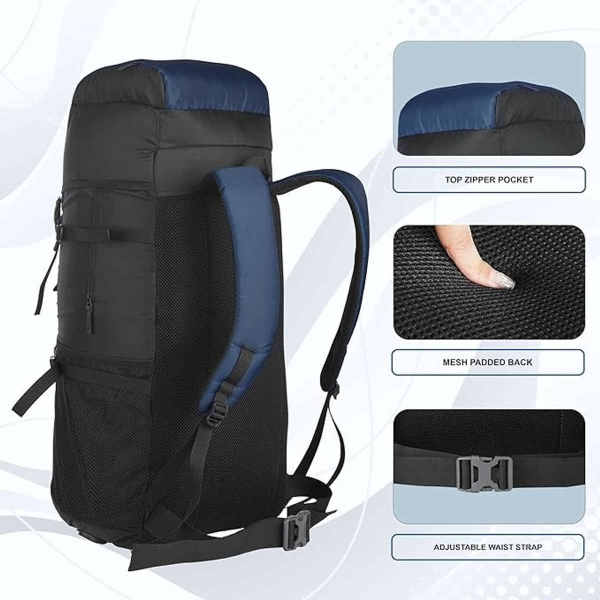 Mountile Unisex Solid Polyester 50 L Rucksack | Navyblue