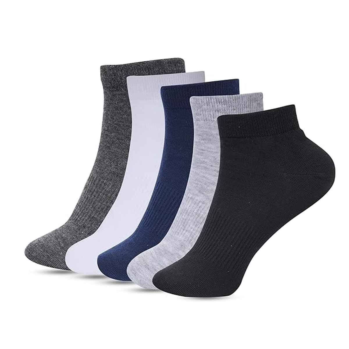 Luxrio Men's Solid Ankle Length Cotton Socks | SCK-17-5-PK-ANKL | Multicolour - Free Size
