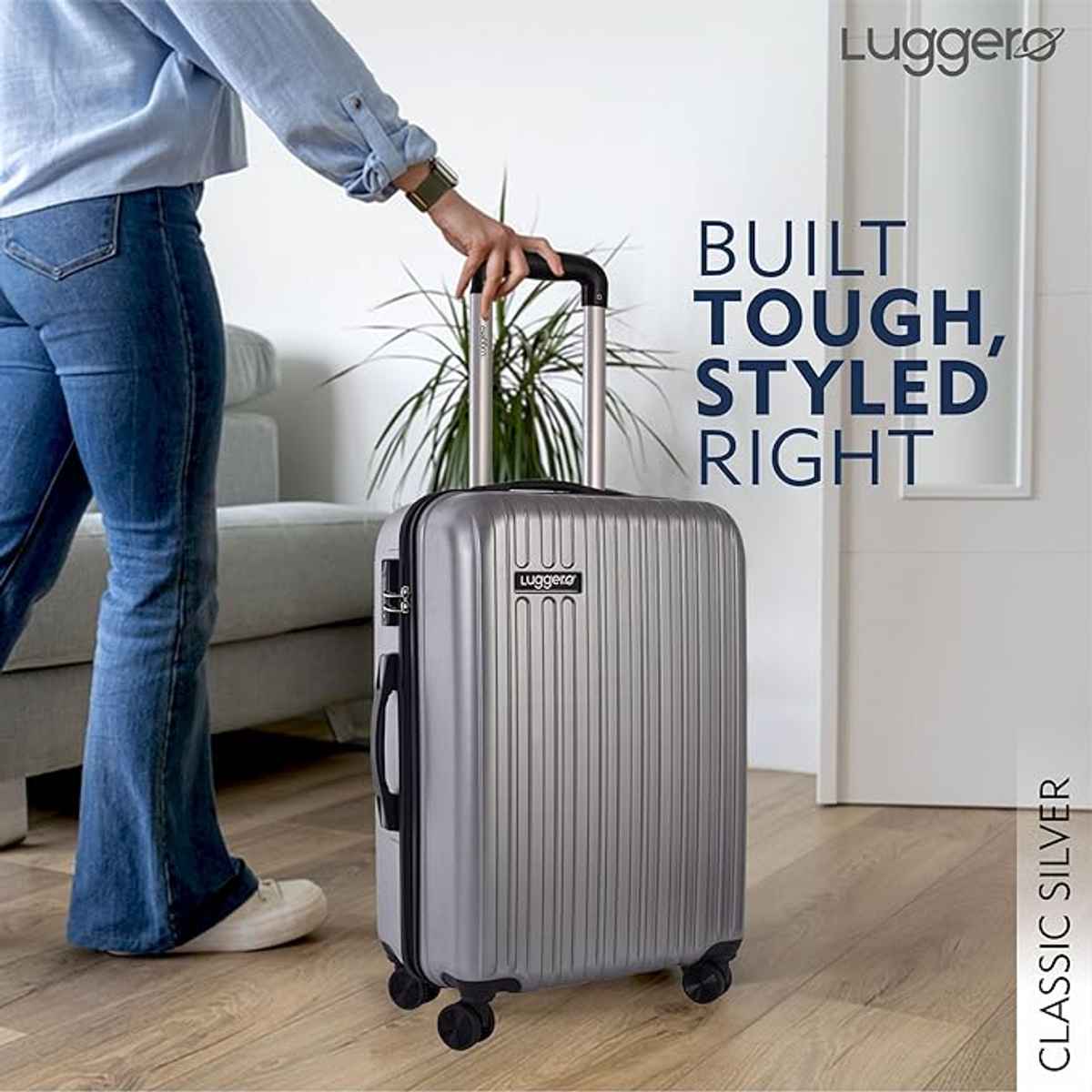 Luggero Classic Trolley Bag | Silver - L