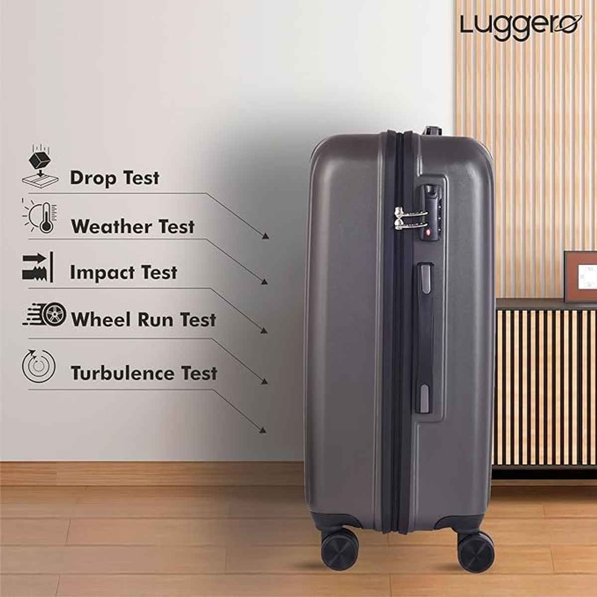 Luggero Classic Trolley Bag | Dark Grey - L-M-S Pack of 3