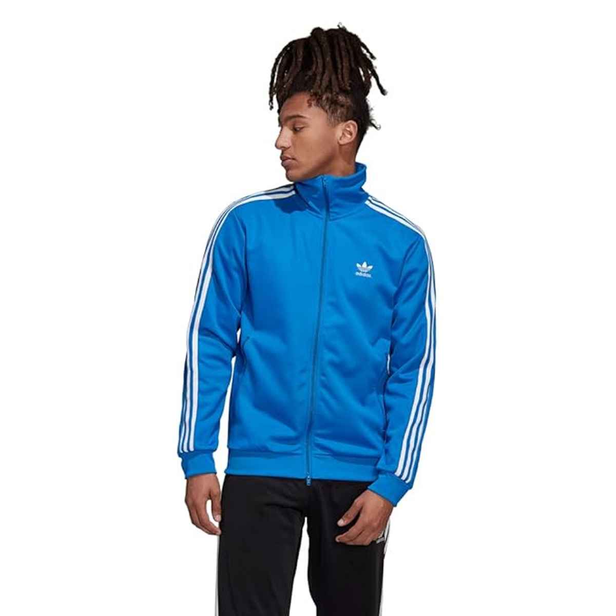 Adidas Men L Bright Blue/White Track - Jacket (Je7966)