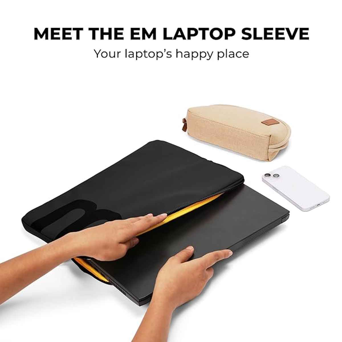 Mokobara Unisex Solid Vegan Leather 15.6 L Laptop Sleeve | Sunray - 15.6 Inches