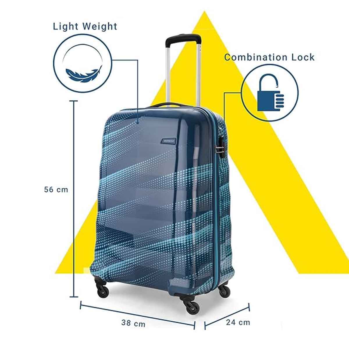 Aristocrat Unisex ABS 30 L Trolley Bag | Blue - 56 cm