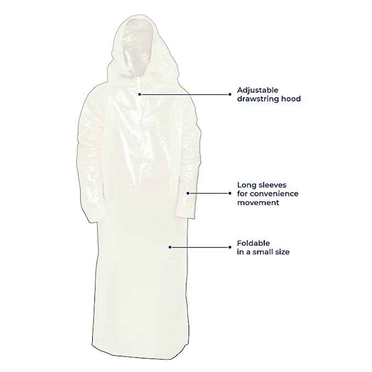 Unisex Rain Poncho with Drawstring Hood Free Size