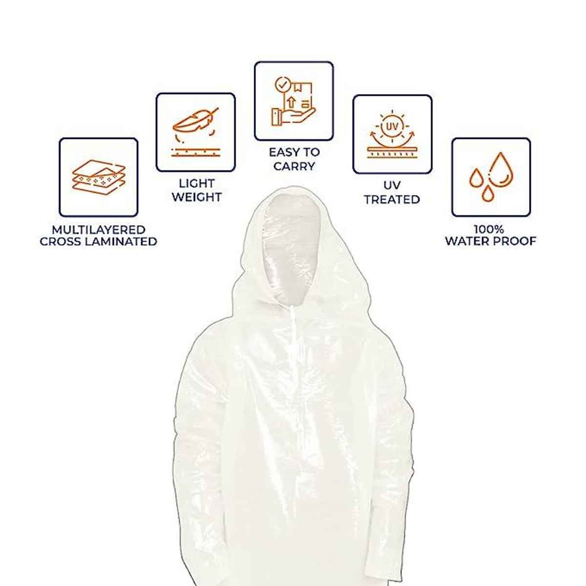 Unisex Rain Poncho with Drawstring Hood Free Size