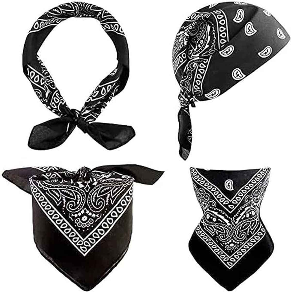 Royal Mart Unisex Cotton Bandana | Black and White - One Size