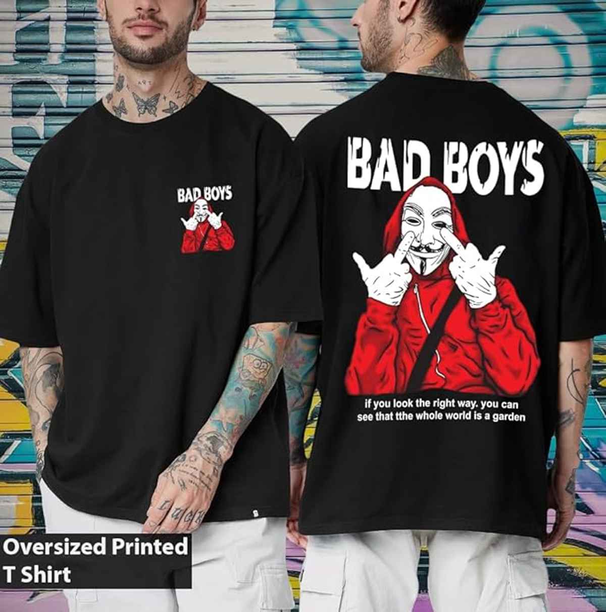 BENNY BROOKS Men's Round Neck half sleeve Oversized T-shirt |AA(ARN)BLACK117 | Black - XL