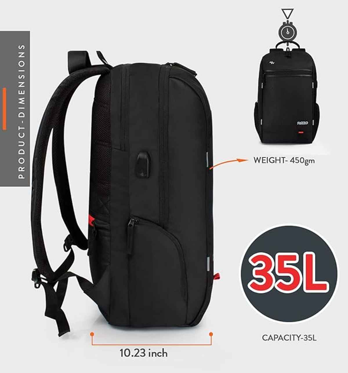 Lunar's Unisex Solid Polyester 35 L Laptop Backpack | Black - 15.6 Inches