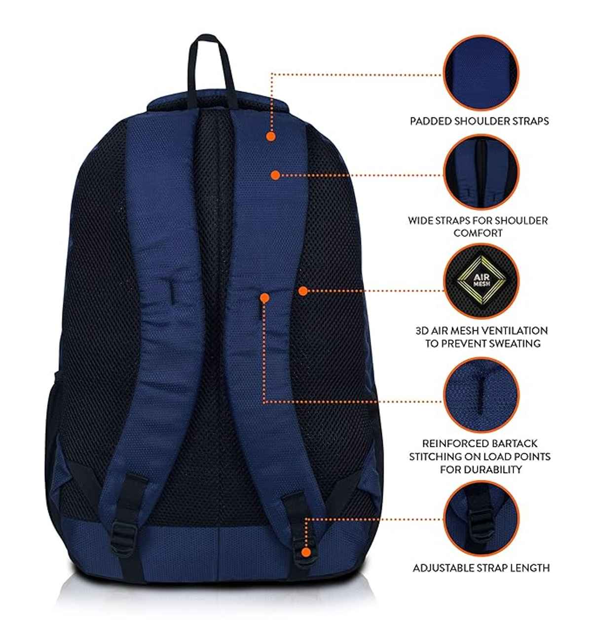 Lunar's Unisex Solid Polyester 35 L Backpack | Navy Blue