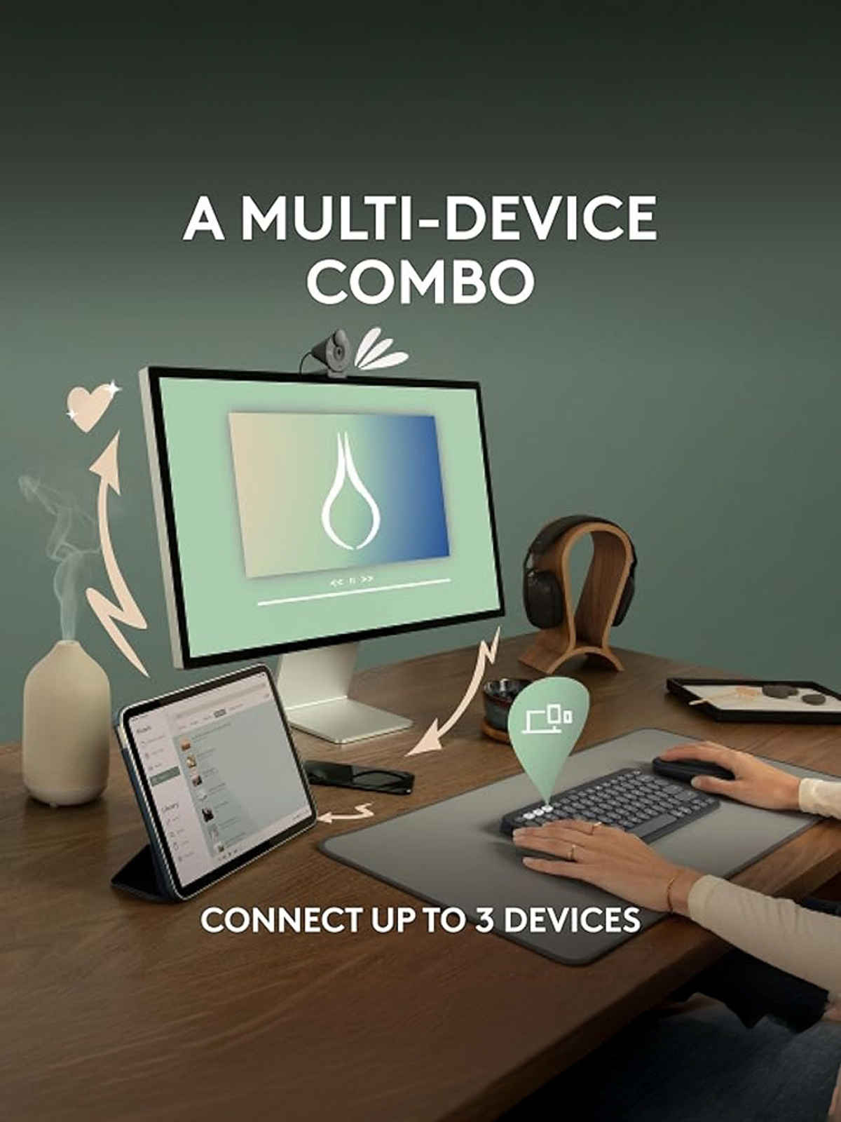 Logitech Pebble 2 Combo Wireless Keyboard And Mouse Quiet And Portable Tonal Graphite