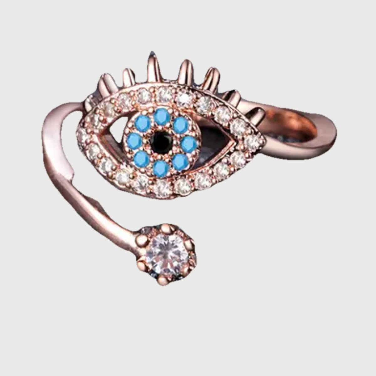 SALTY Cute Evil Eye Adjustable Ring for Women and Girls| Anti-Tarnish | Rose and Gold