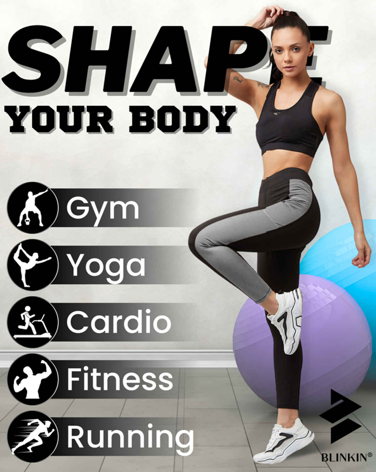 Blinkin Women's Gym Pants & Tights - Black | Grey | With Side Pockets | Ideal For Yoga | L