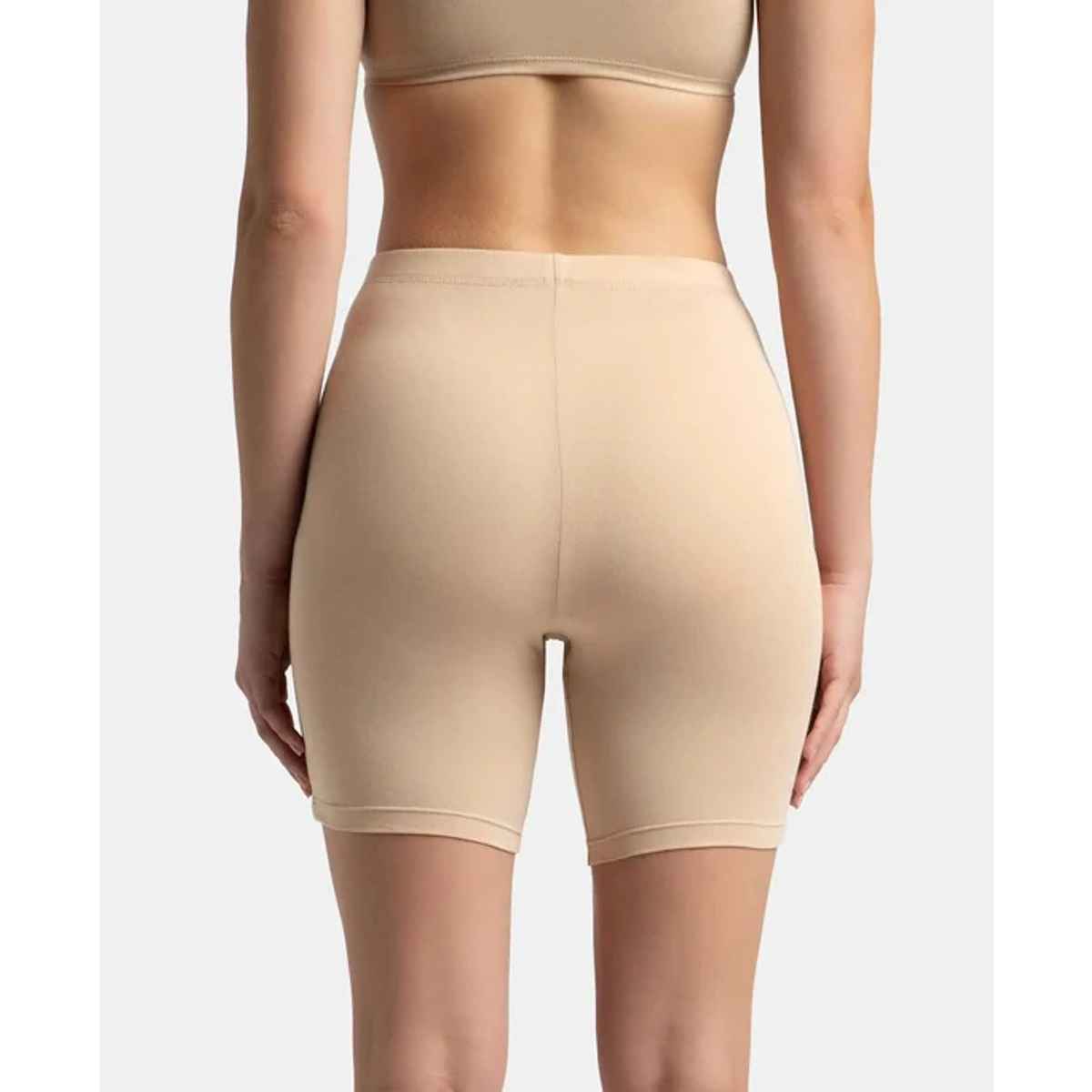 Jockey 1529 Women's Super Combed Cotton Mid Waist Underwear Shorties|Concealed Waistband | Skin-S