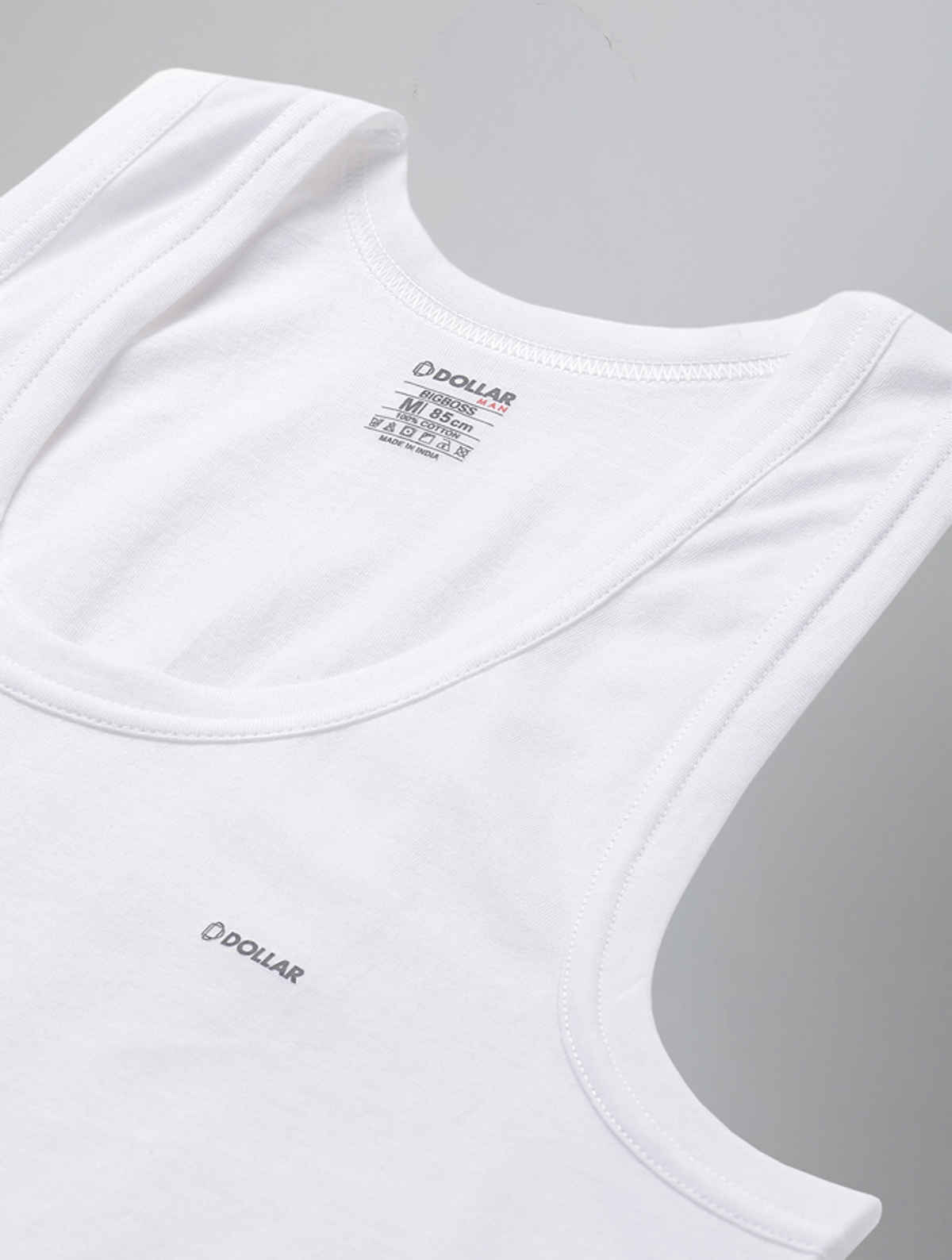 Dollar Bigboss Men's White Solid Combed Cotton Shrinkless Vest | Pack Of 2 - White - M