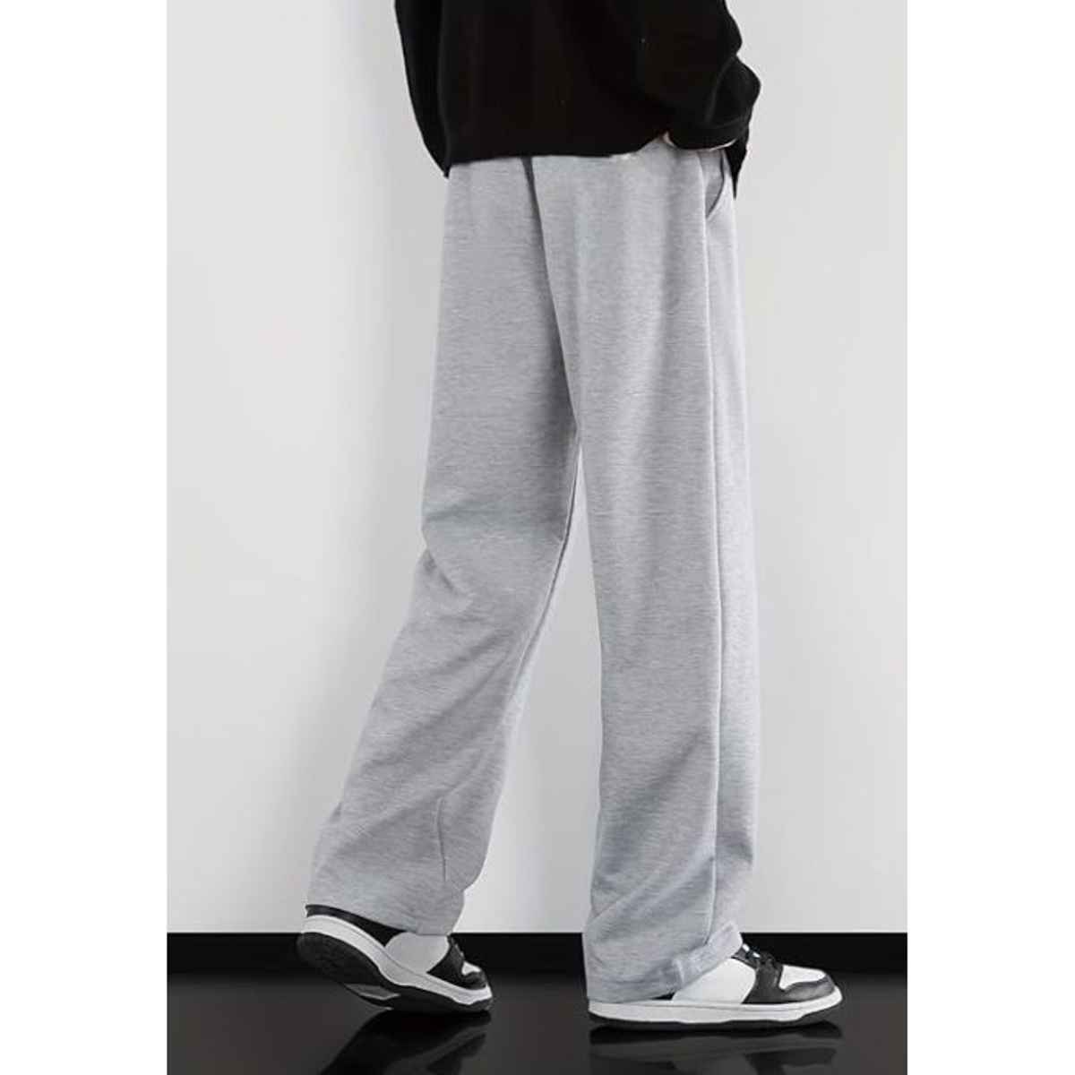 Springman Men's Solid Cotton Rich French Terry Baggy Track Pant | Grey - L