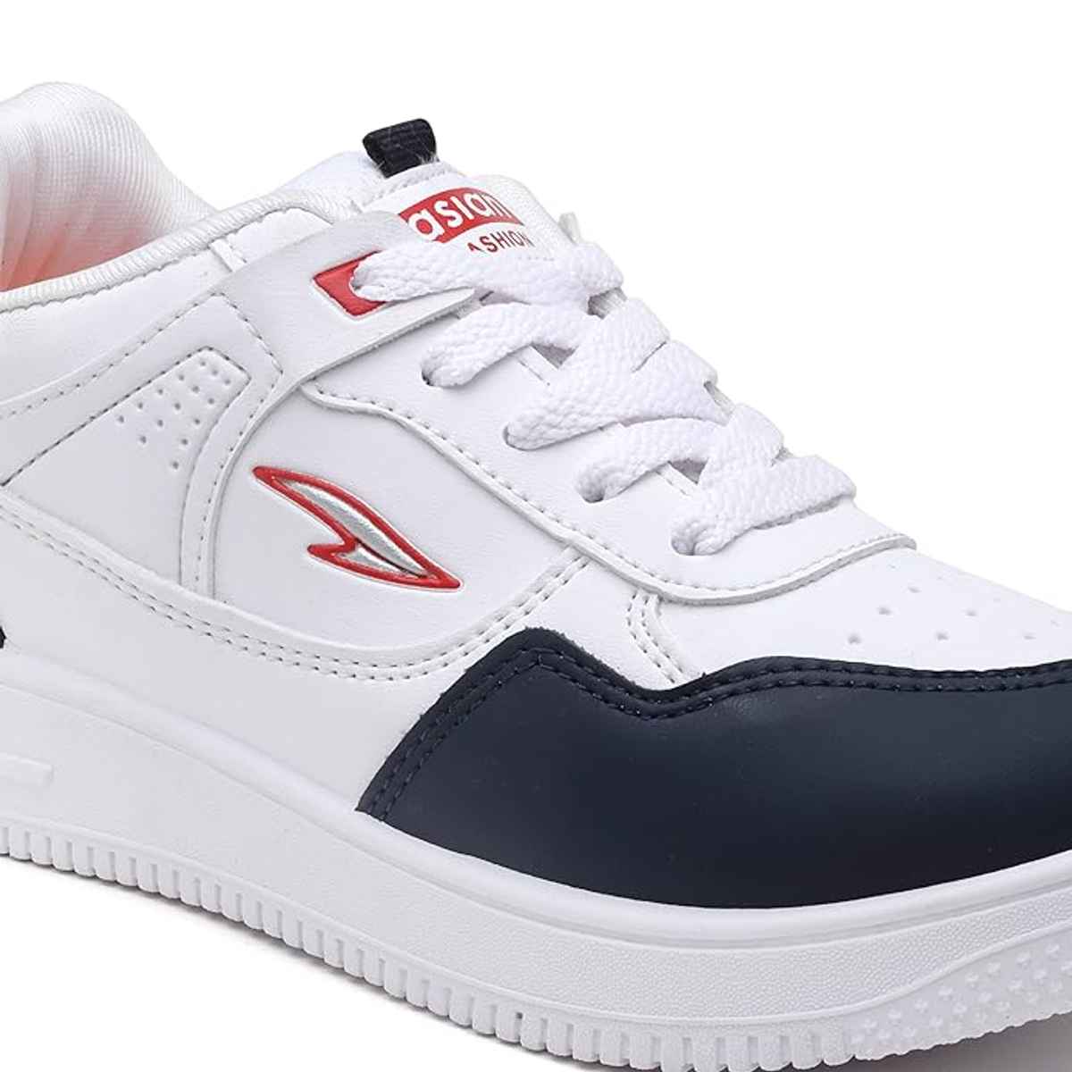 Asian Boston-01 Men Sneakers | White-Navy-Red | Size-8