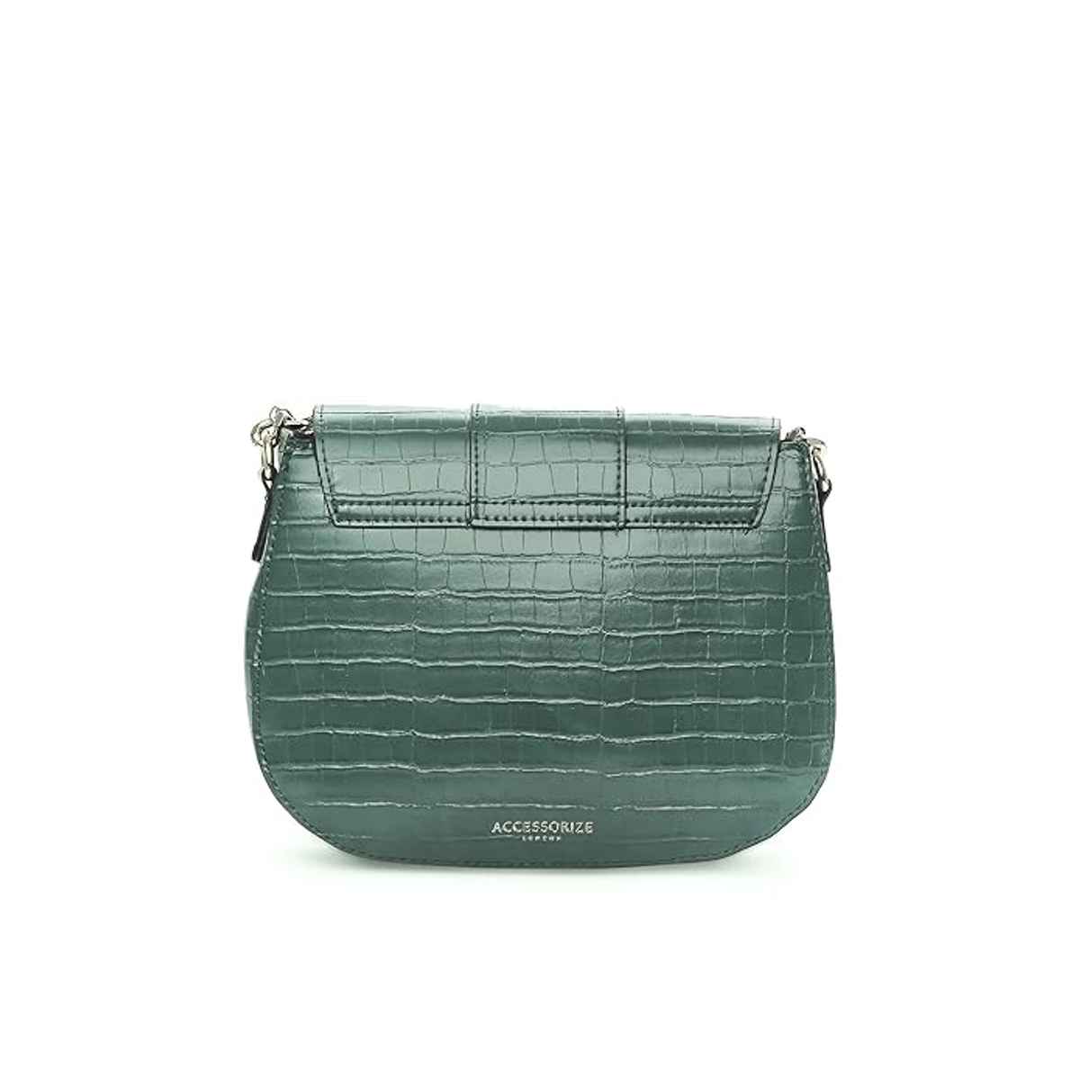 Accessorize London Women's Faux Leather Buckle Saddle Shoulder & Sling Bag | Green