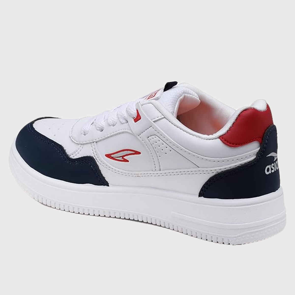 Asian Boston-01 Men Sneakers | White-Navy-Red | Size-8