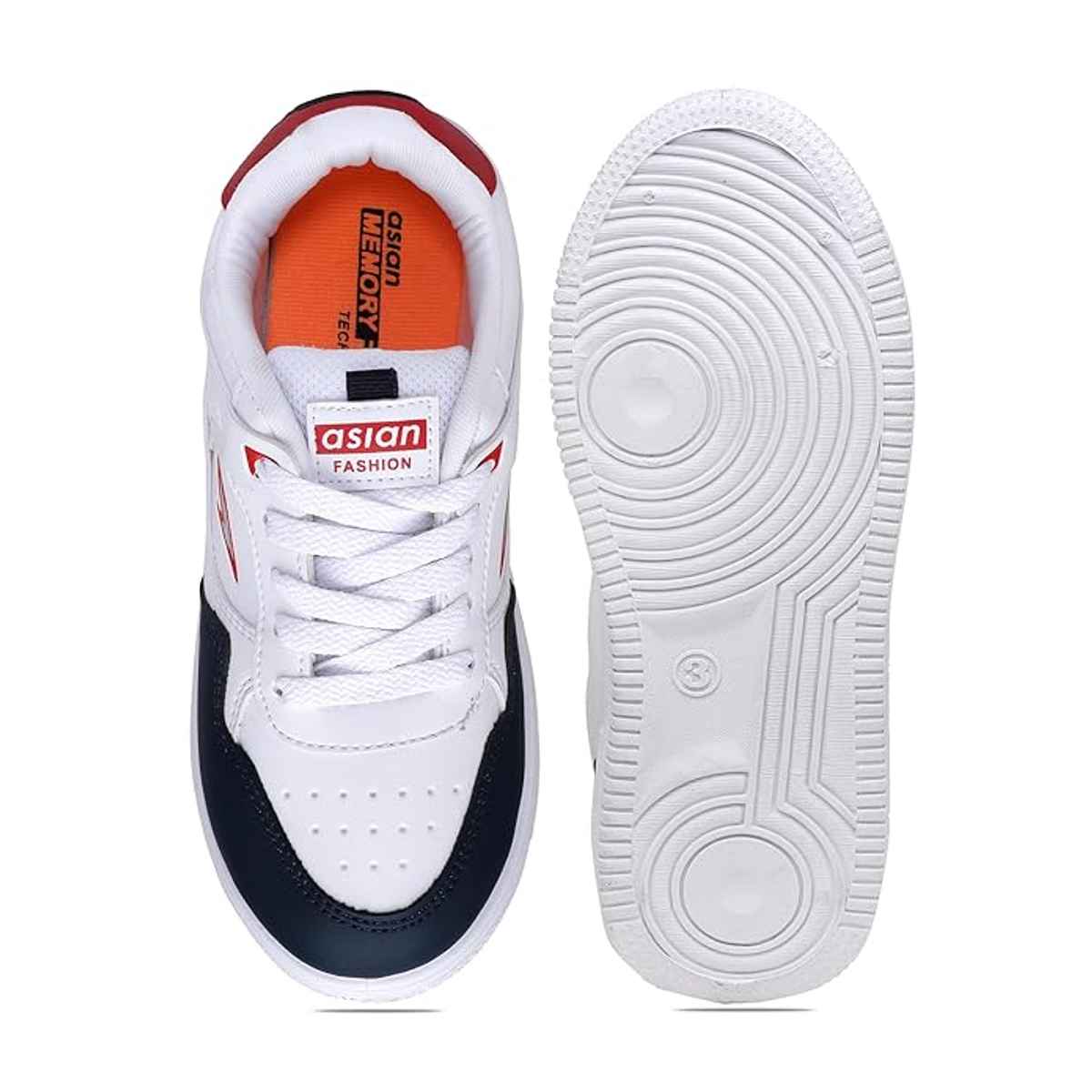 Asian Boston-01 Men Sneakers | White-Navy-Red | Size-8