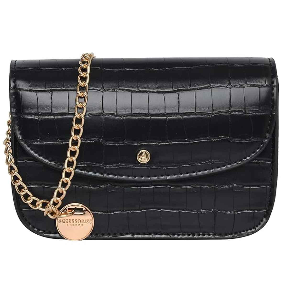 Accessorize London Women's Mini Purse Sling Bag | Faux Leather - Black