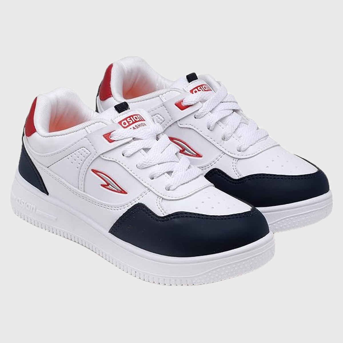 Asian Boston-01 Men Sneakers | White-Navy-Red | Size-8