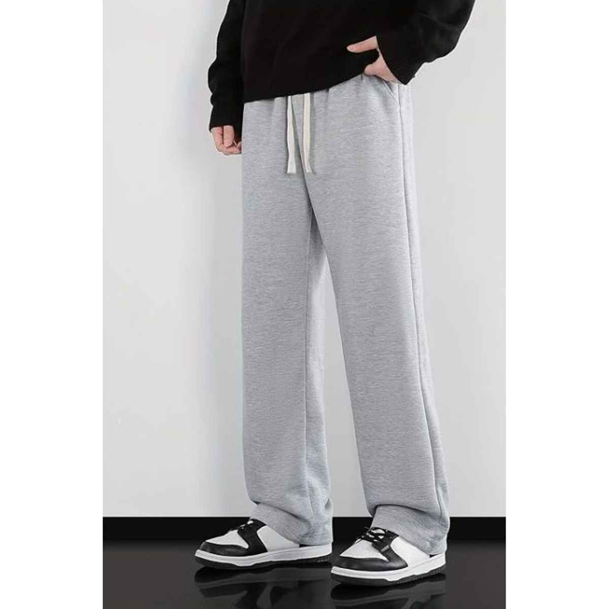 Springman Men's Solid Cotton Rich French Terry Baggy Track Pant | Grey - L