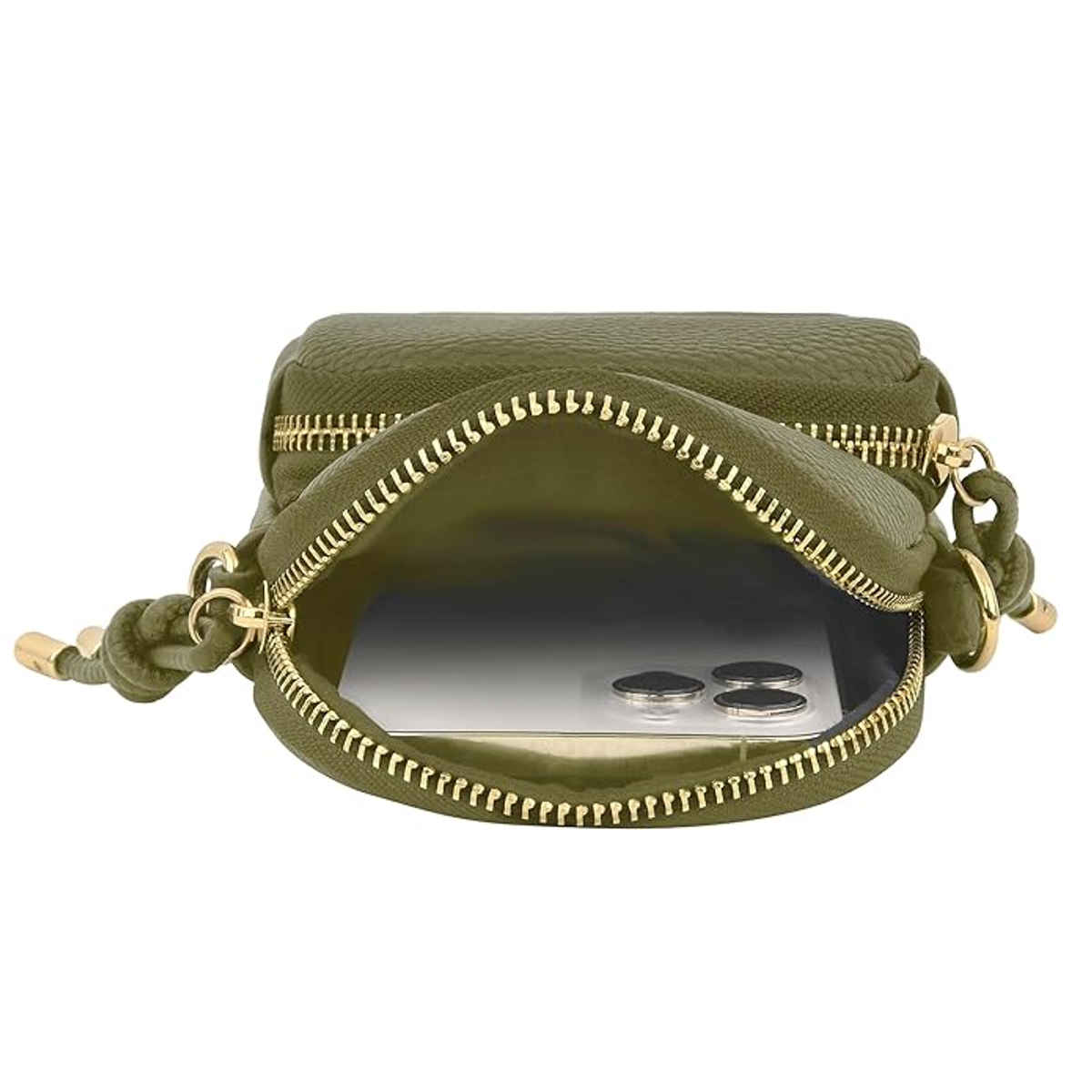 Accessorize London Women's Webbing Strap Phone Bag | Green