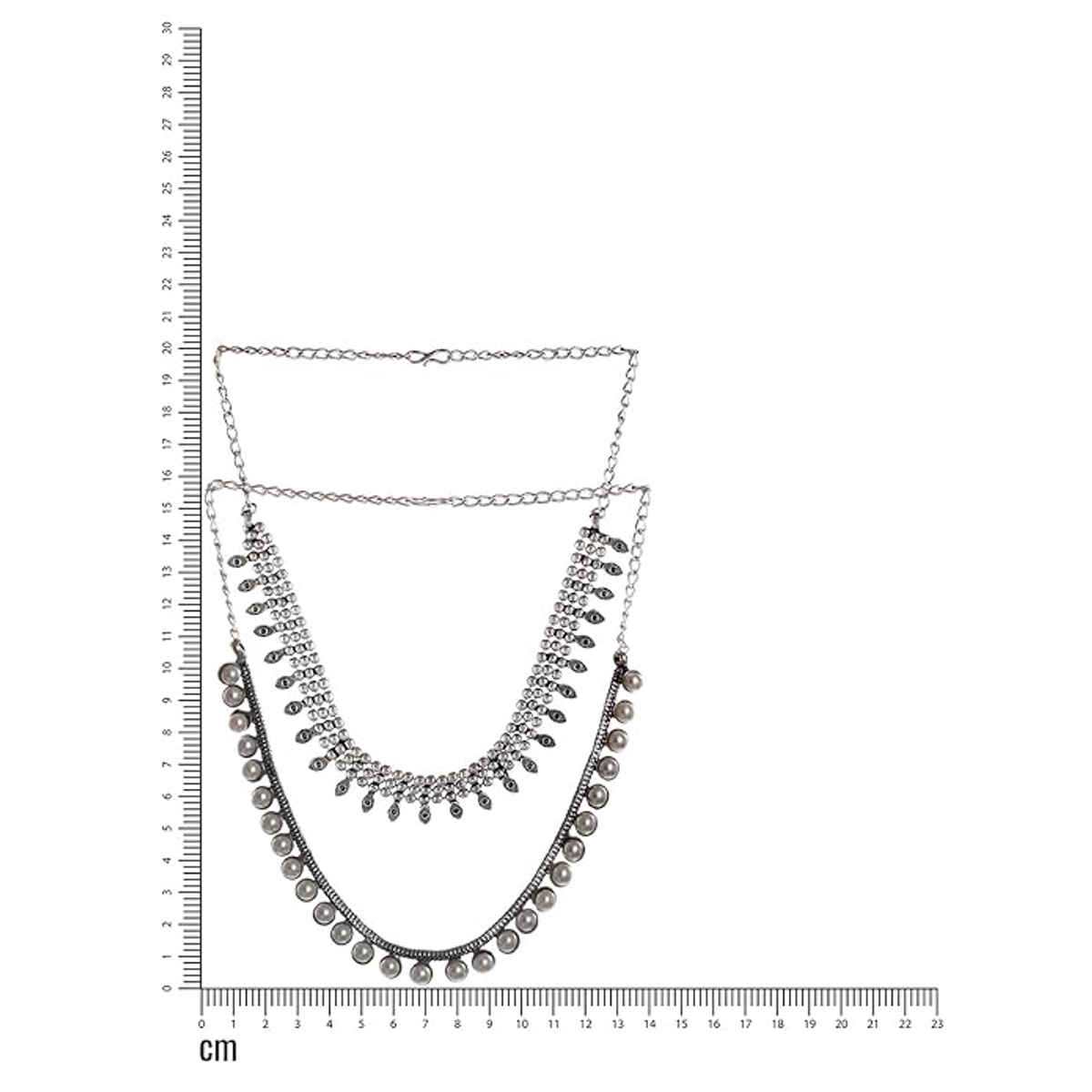 Aatmana Set of 2 Oxidised Silver-Tone Pearl Studded & Evil Eye Necklace