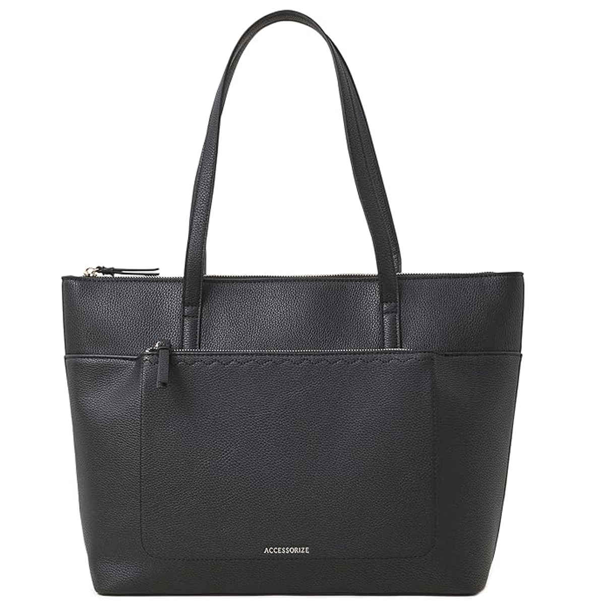 Accessorize London Women's Classic Front Pocket Tote Bag | Black