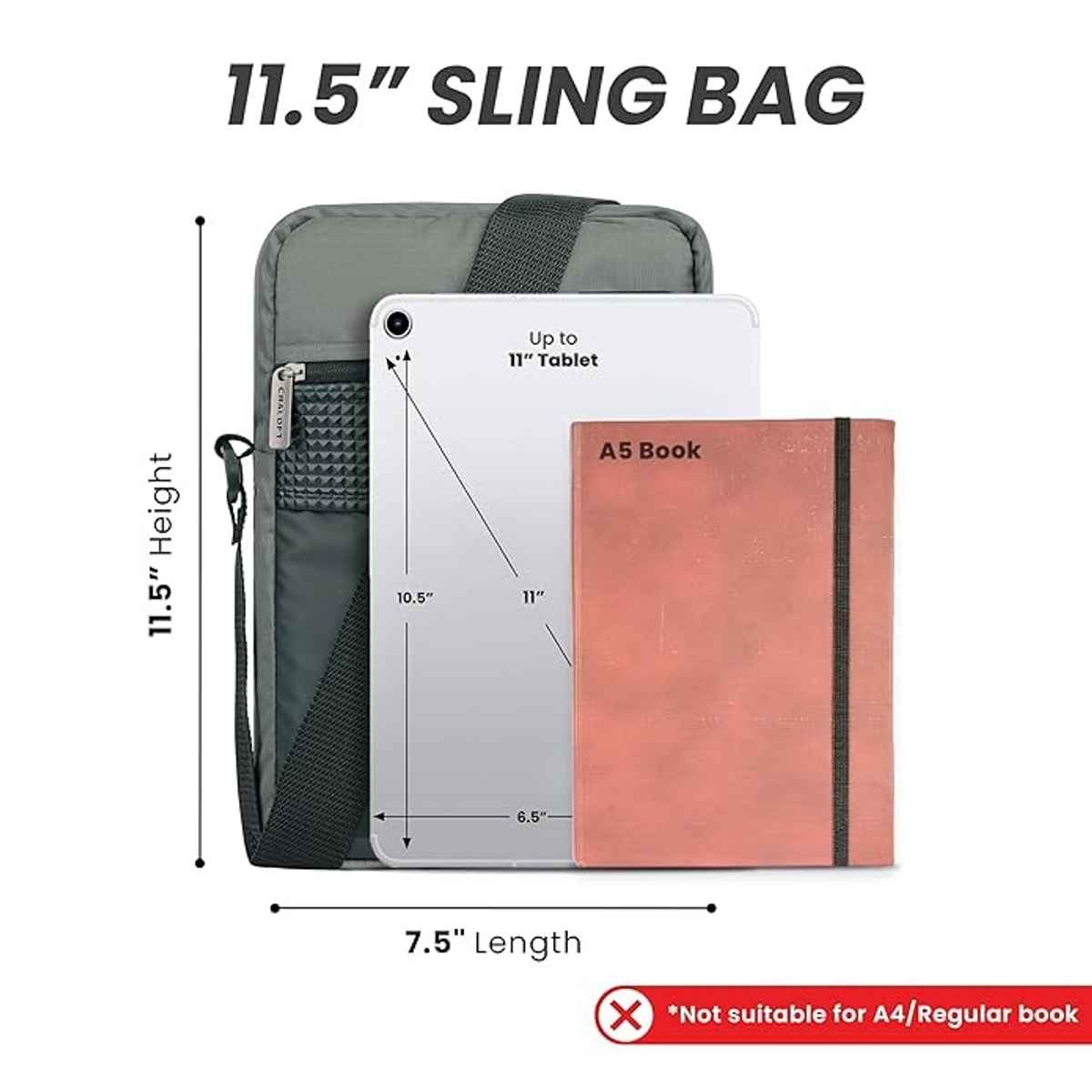 Craloft Polyester 11.5-Inch Side Sling Bag for Men - Crossbody Tablet / iPad Passport Bags (S2)